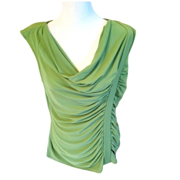 Carmen Marc Valvo Tops - Carmen Elegant Green Draped Women's Top